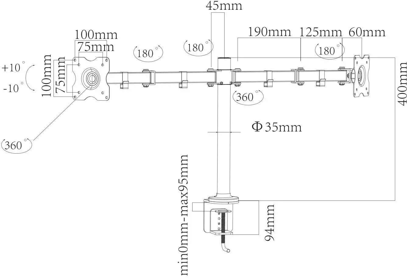 Кронштейн настольный для мониторов Charmount CT-LCD-DS1803 10