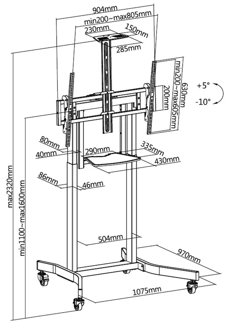 Подставка для телевизора Gembird TVS-100T-01 (Black)