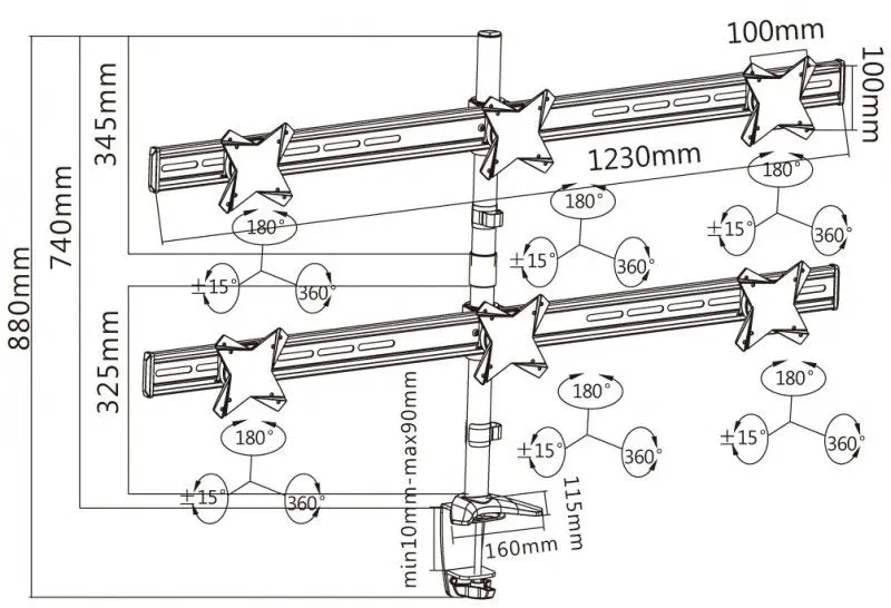 Suport de masa pentru monitoare Reflecta Plano Desk 23-1010 S 13"-23" (Silver)