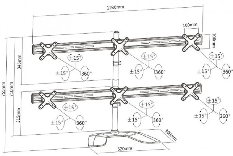 Кронштейн настольный для мониторов Reflecta Plano DeskStand 23-1010 S 13"-23" (Silver/Black)