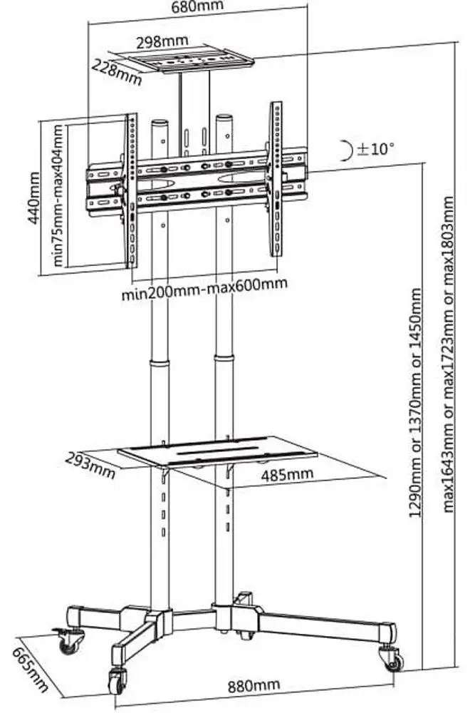 Мобильная подставка для телевизора Techly ICA-TR16T 37