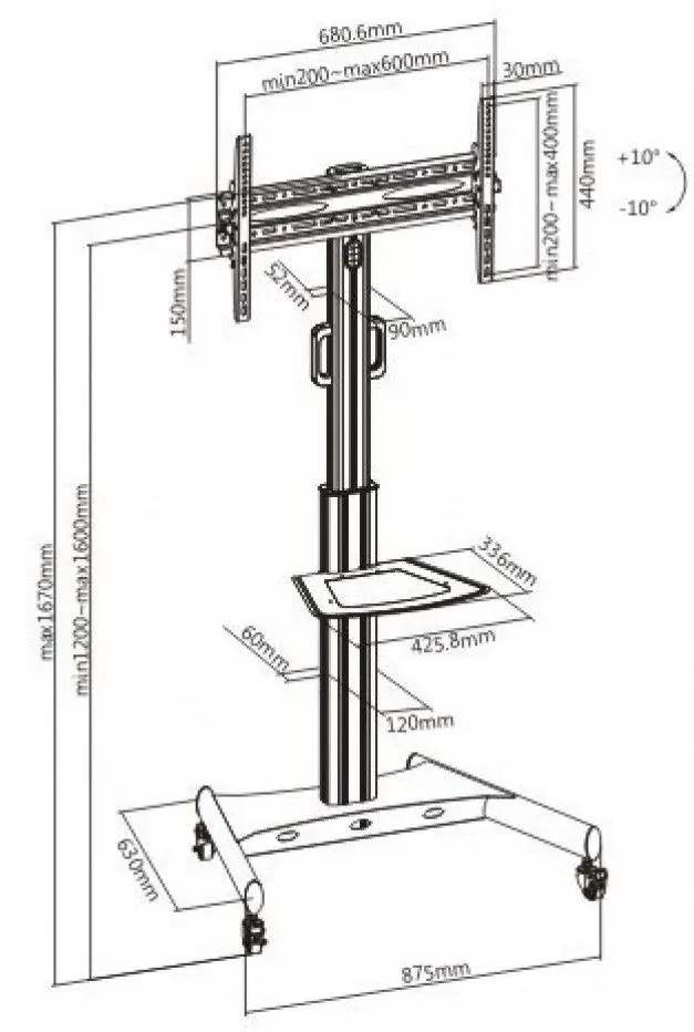 Мобильная подставка для телевизора Techly ICA-TR35 32