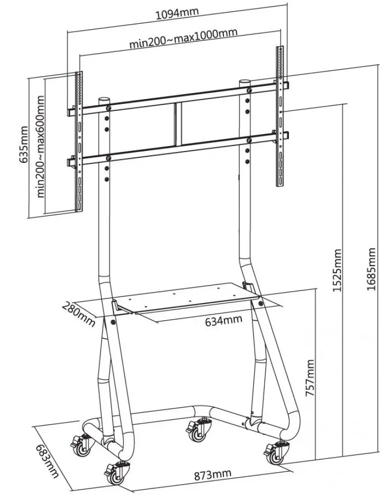 Мобильная подставка для телевизора Techly ICA-TR38 60