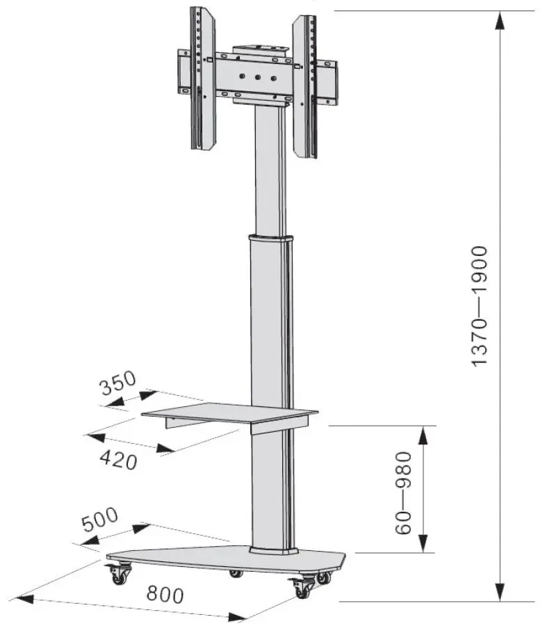 Мобильная подставка для телевизора Techly ICA-TR3SL (Silver/Black) - 3