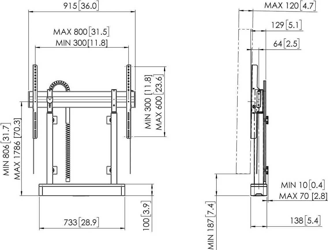 Stand motorizat pentru panou informativ Vogel's Rice 2005 (Black)