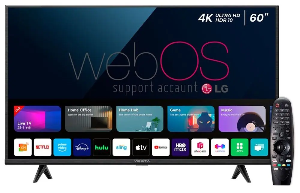 Телевизор Vesta 4K UHD Smart WU6075AAA + MR20GA (Black)