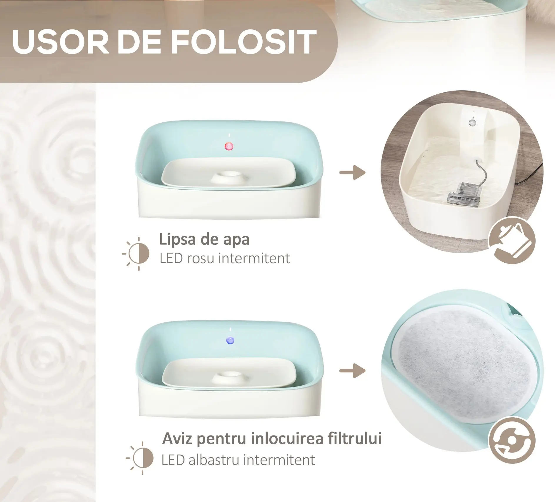 Автоматический питьевой фонтан для животных PawHut D08-025V90BU (White/Blue) - 7