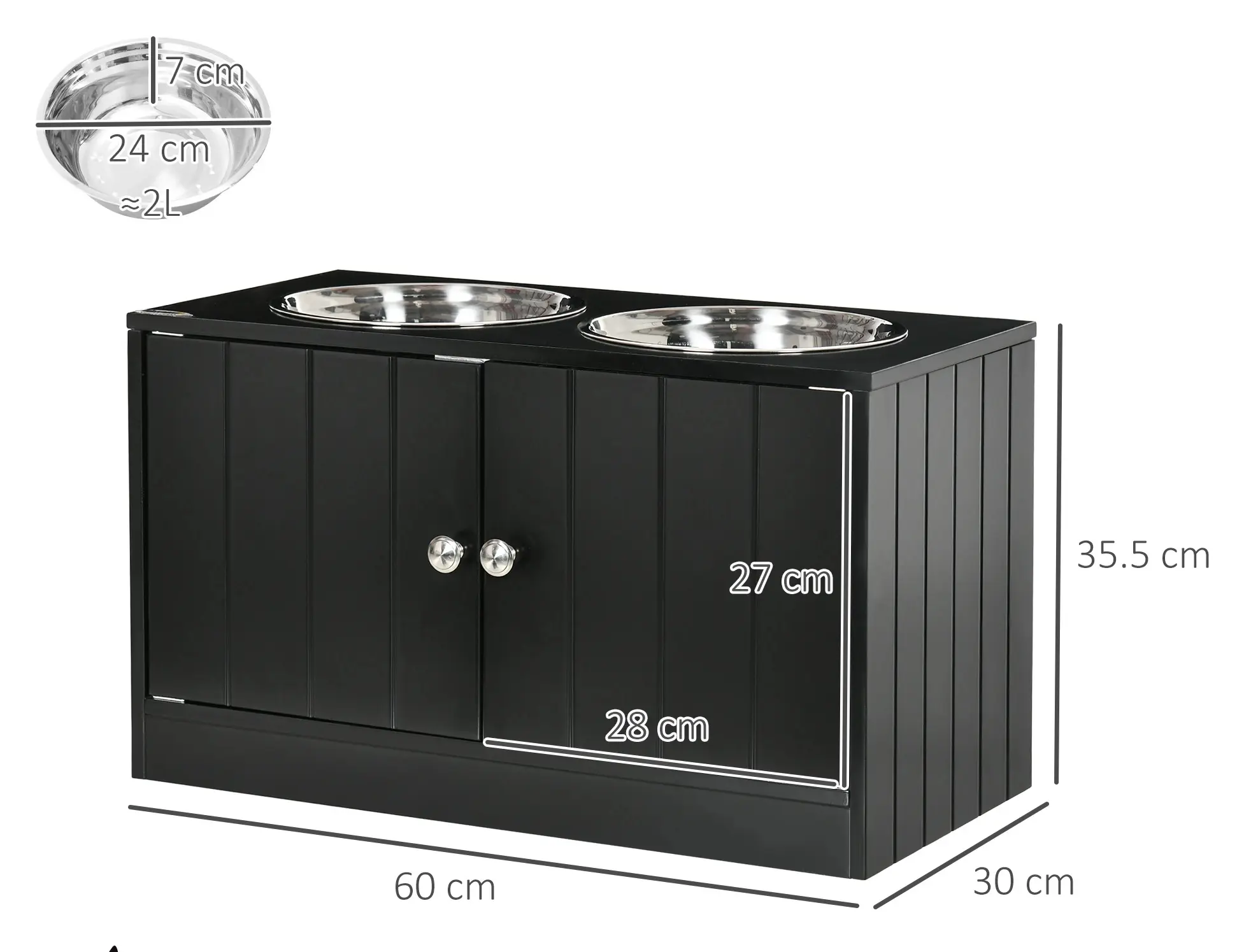 Bol dublu pentru caini PawHut D08-040V00BK (Black) - 3