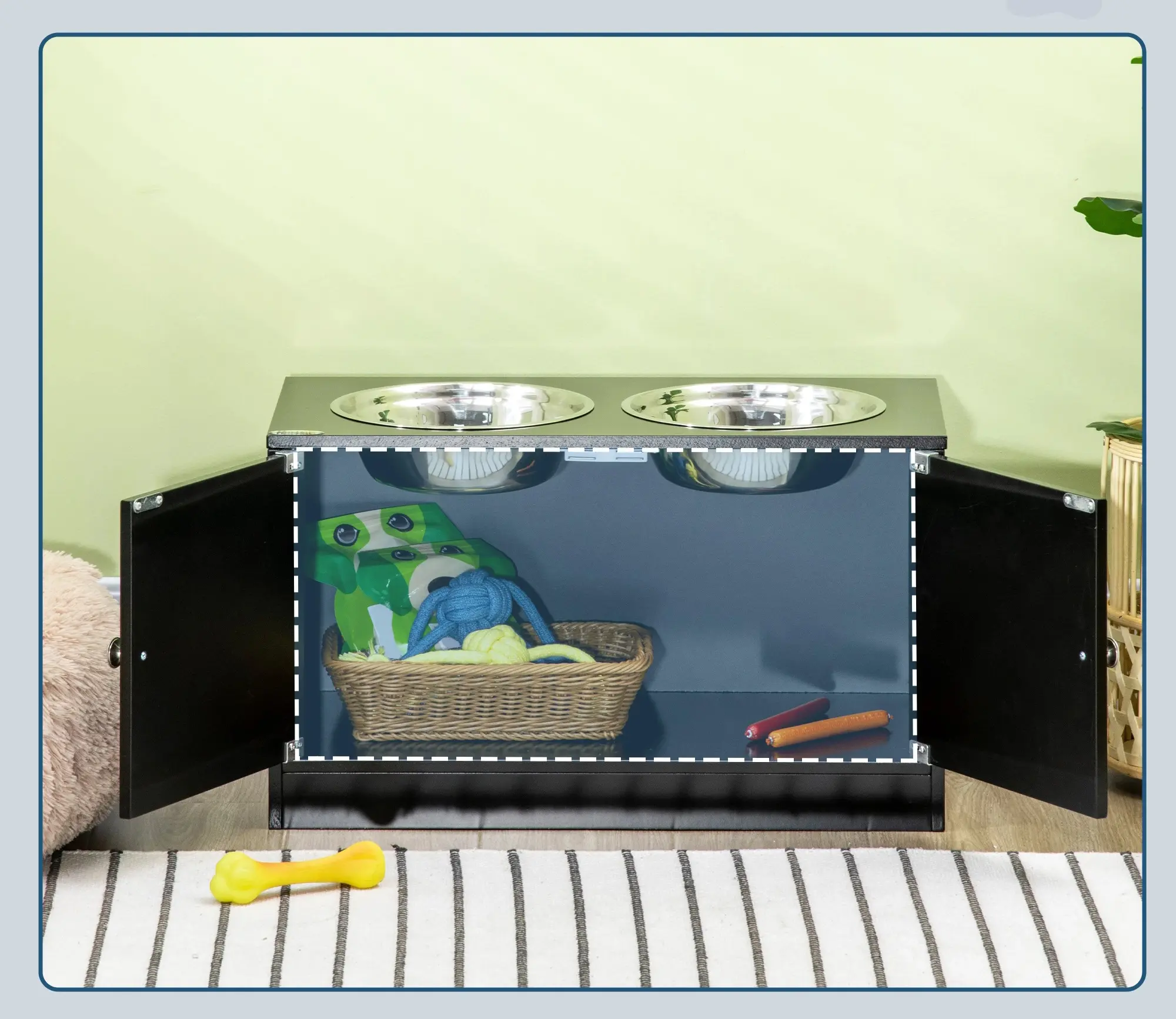 Bol dublu pentru caini PawHut D08-040V00BK (Black) - 4