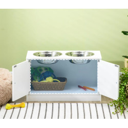 Bol dublu pentru caini PawHut D08-040V00WT (White) Thumb