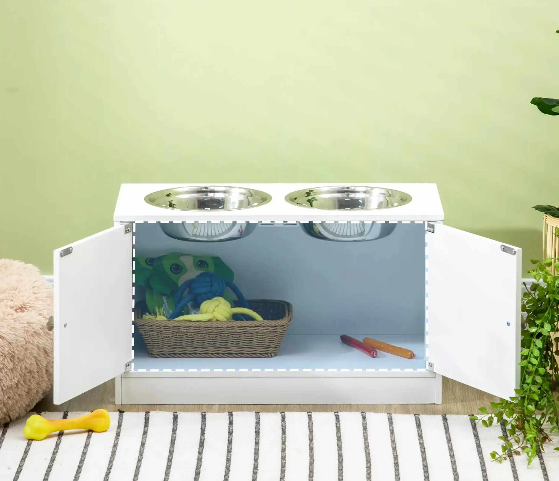 Bol dublu pentru caini PawHut D08-040V00WT (White) - 6