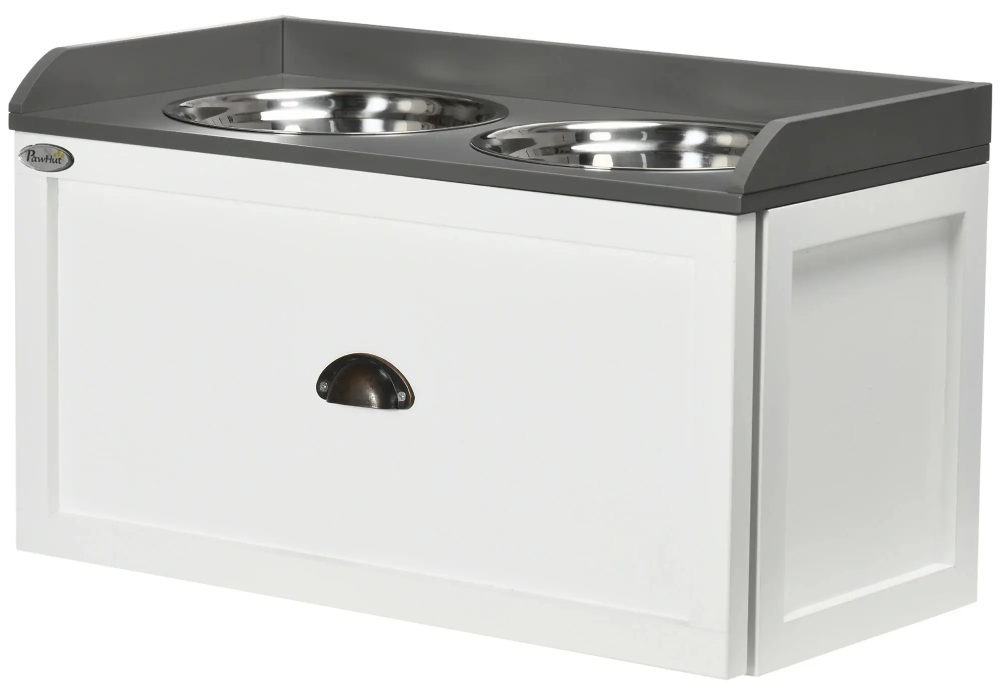 Bol dublu pentru caini PawHut D08-041V00WT (White/Grey) - 2