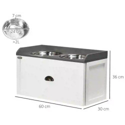 Bol dublu pentru caini PawHut D08-041V00WT (White/Grey) Thumb