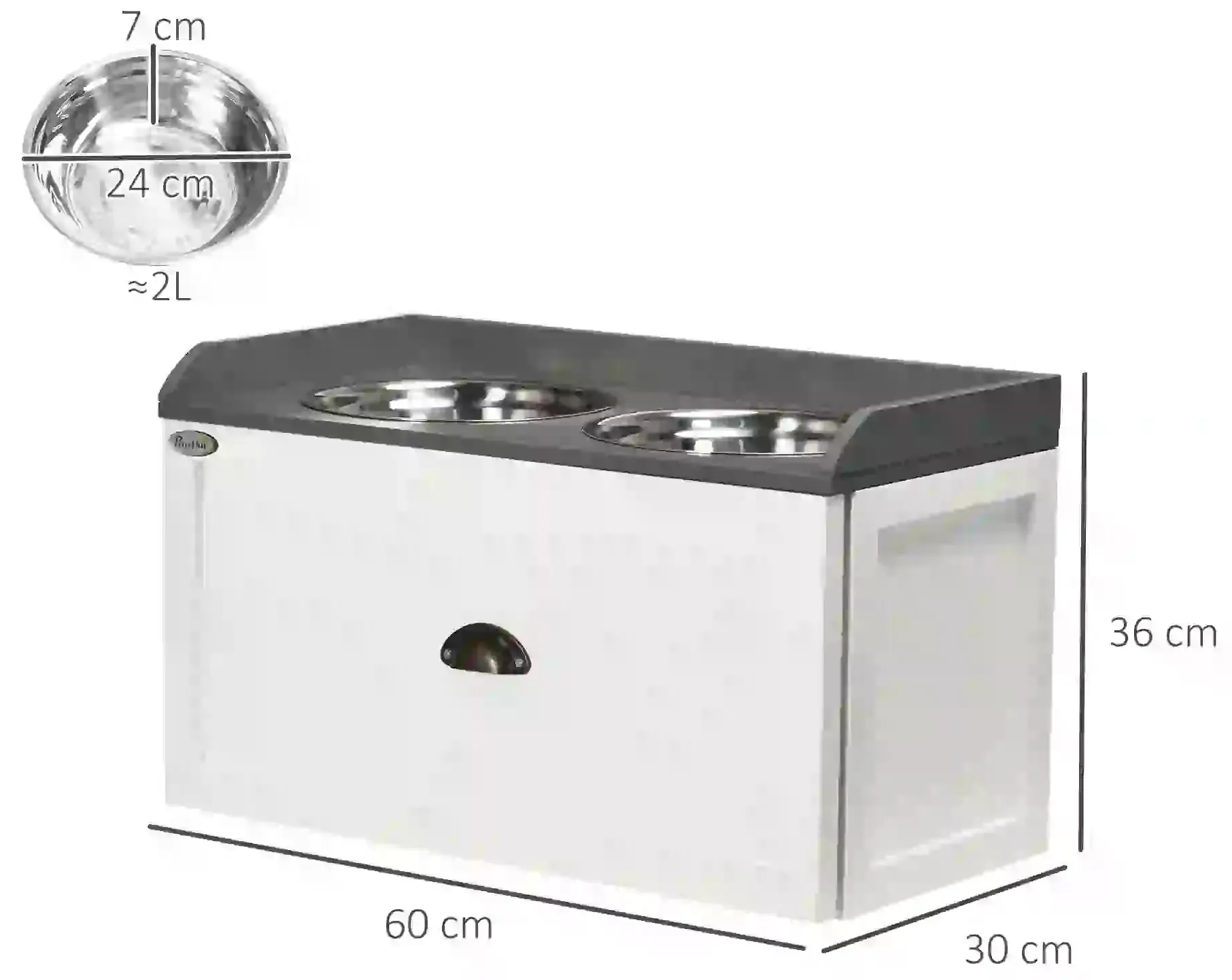 Bol dublu pentru caini PawHut D08-041V00WT (White/Grey) - 3