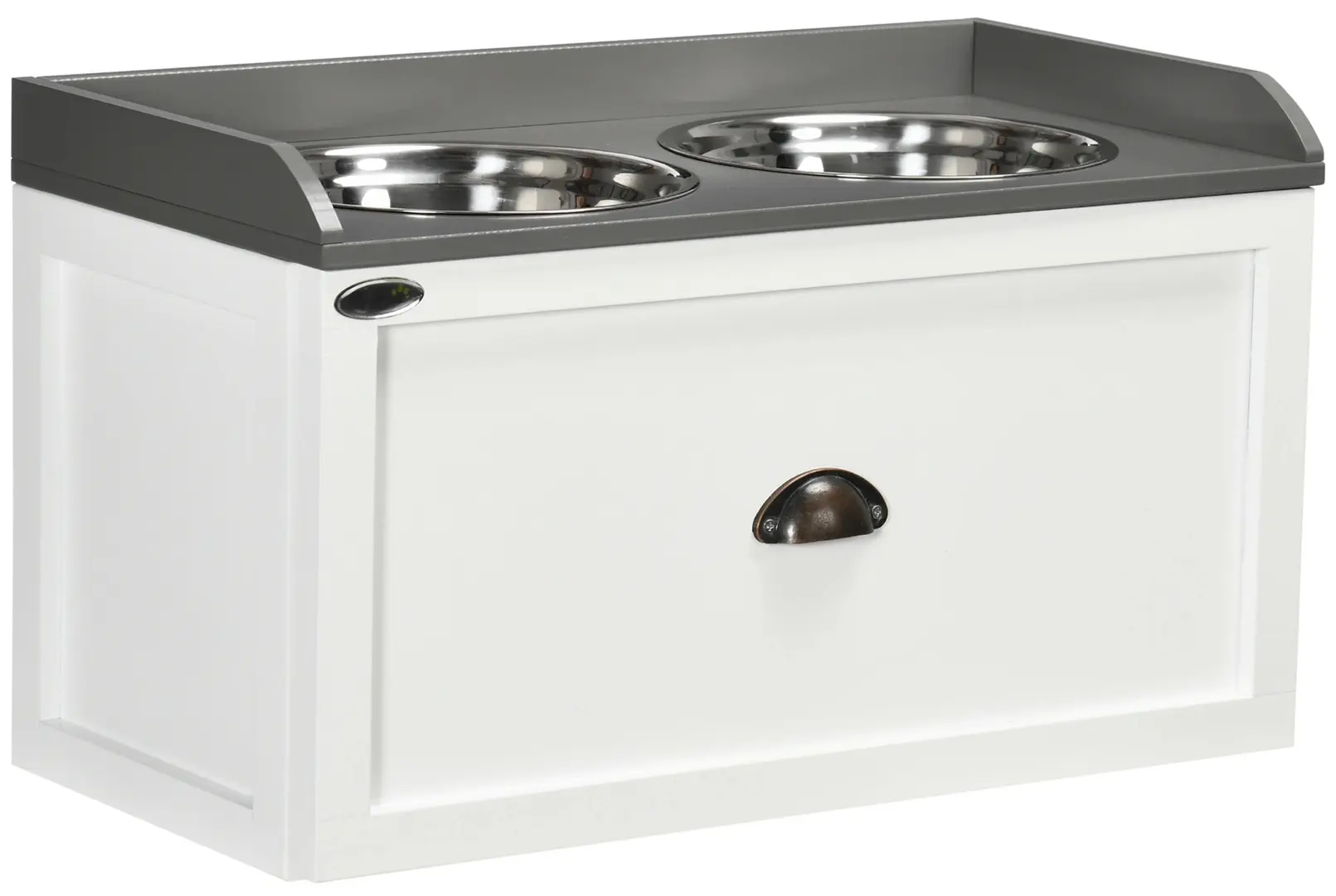 Bol dublu pentru caini PawHut D08-041V00WT (White/Grey)