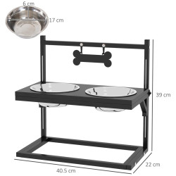 Двойная миска для собак PawHut D08-057V00BK (Black) Thumb