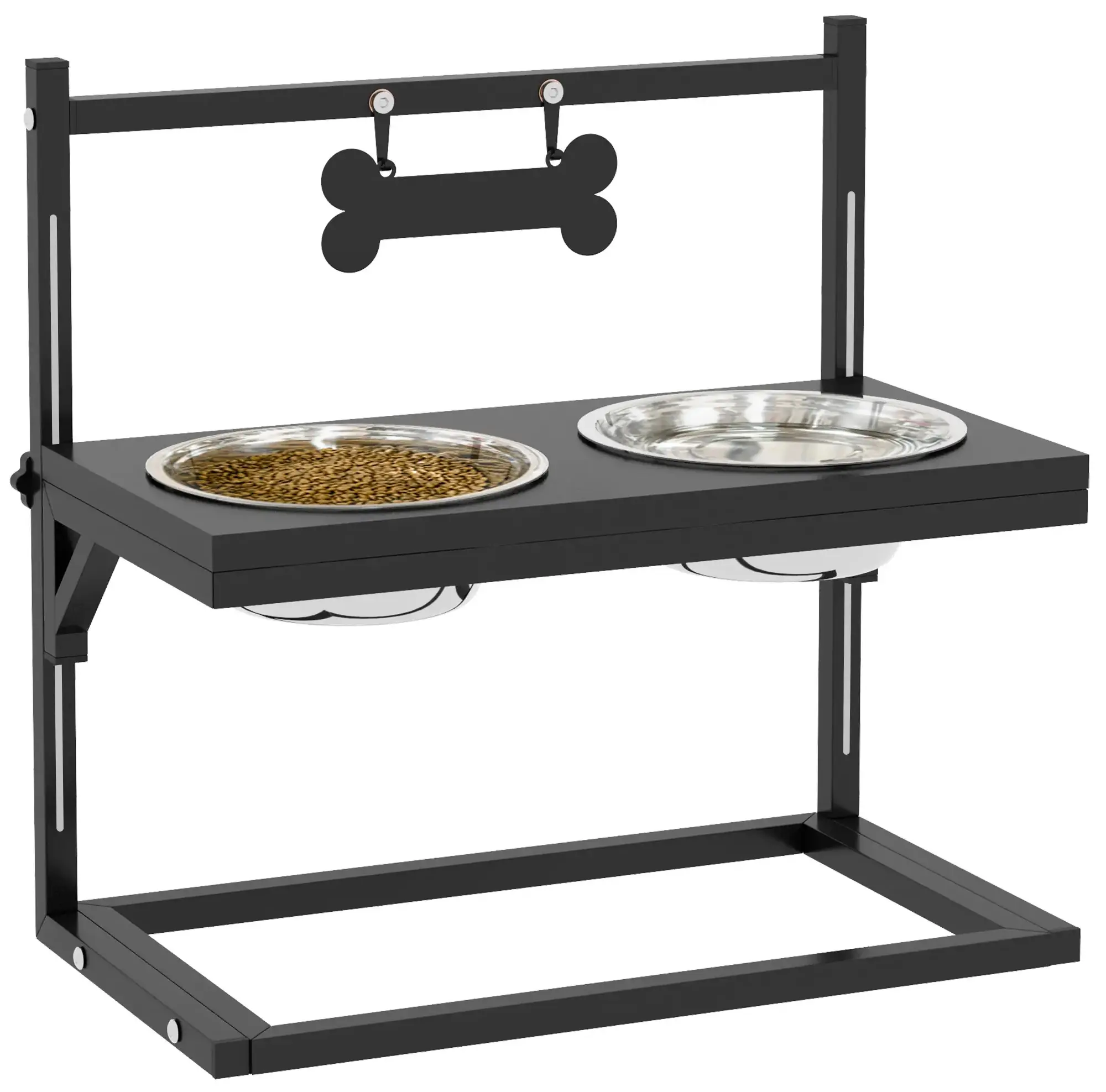 Двойная миска для собак PawHut D08-057V00BK (Black) - 4