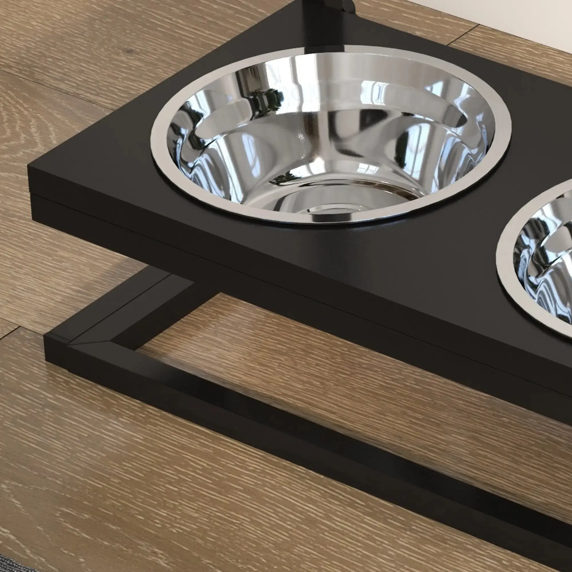 Двойная миска для собак PawHut D08-057V00BK (Black) - 7