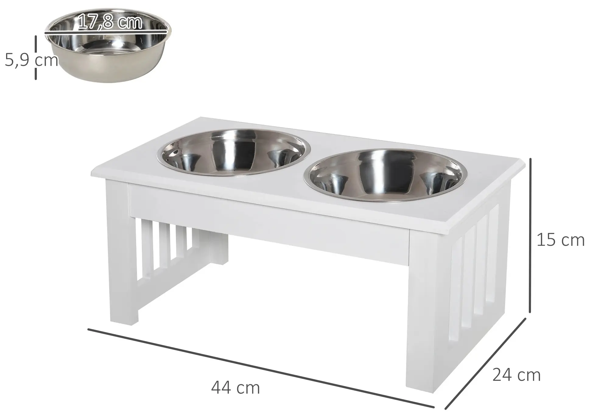 Двойная миска для животных PawHut D08-016WT (White) - 3