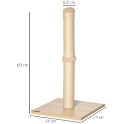 Stalp de zgariat pentru pisici PawHut D30-455 (Beige/Natural) Thumb