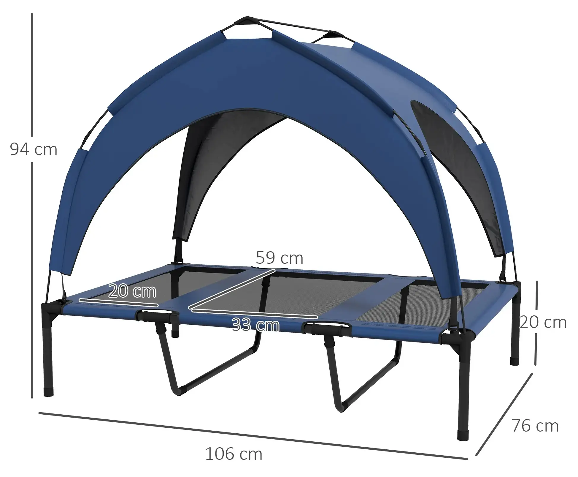 Pat pentru caini cu acoperis PawHut D04-272V03DB (Dark Blue) - 3