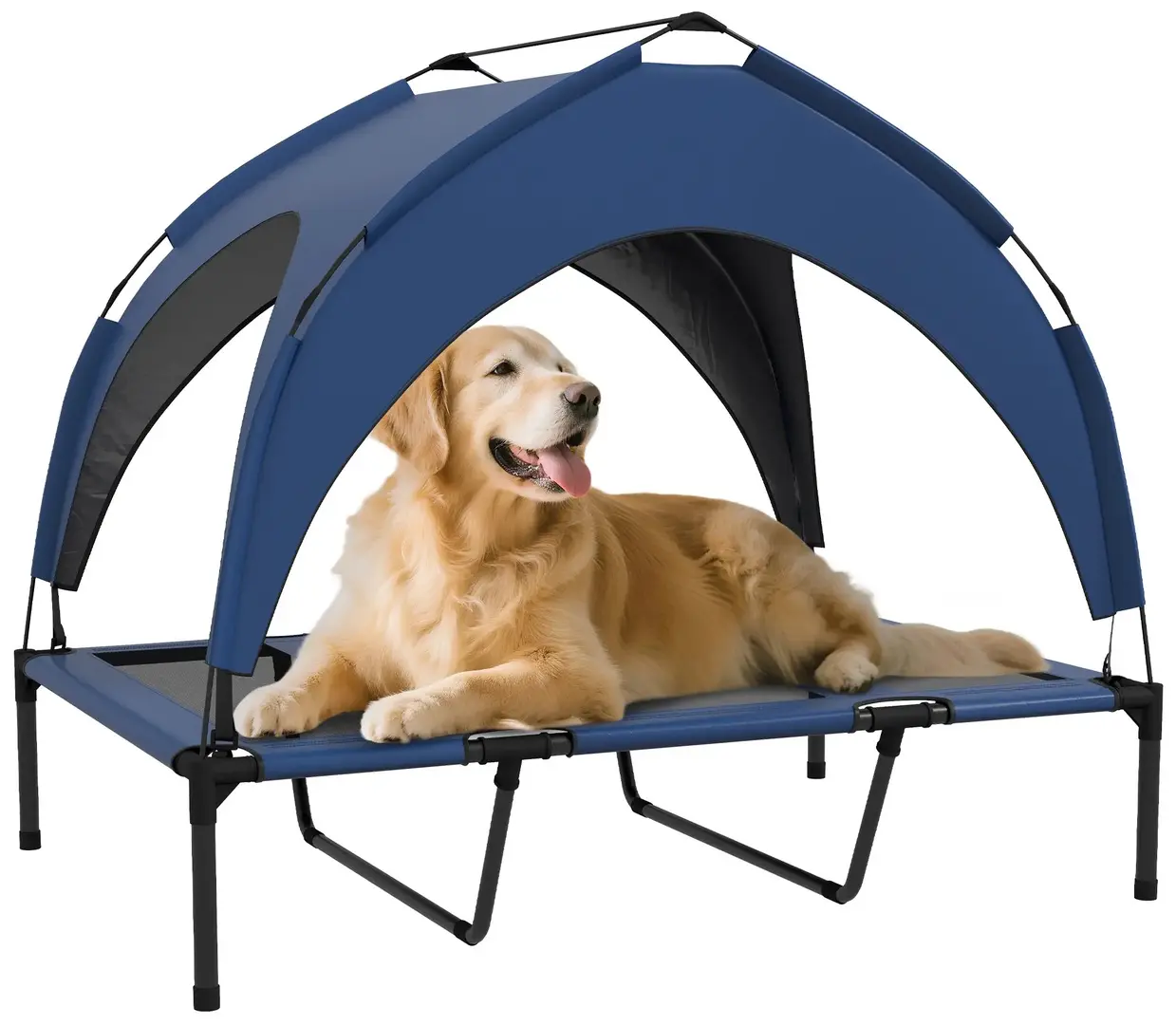 Pat pentru caini cu acoperis PawHut D04-272V03DB (Dark Blue)