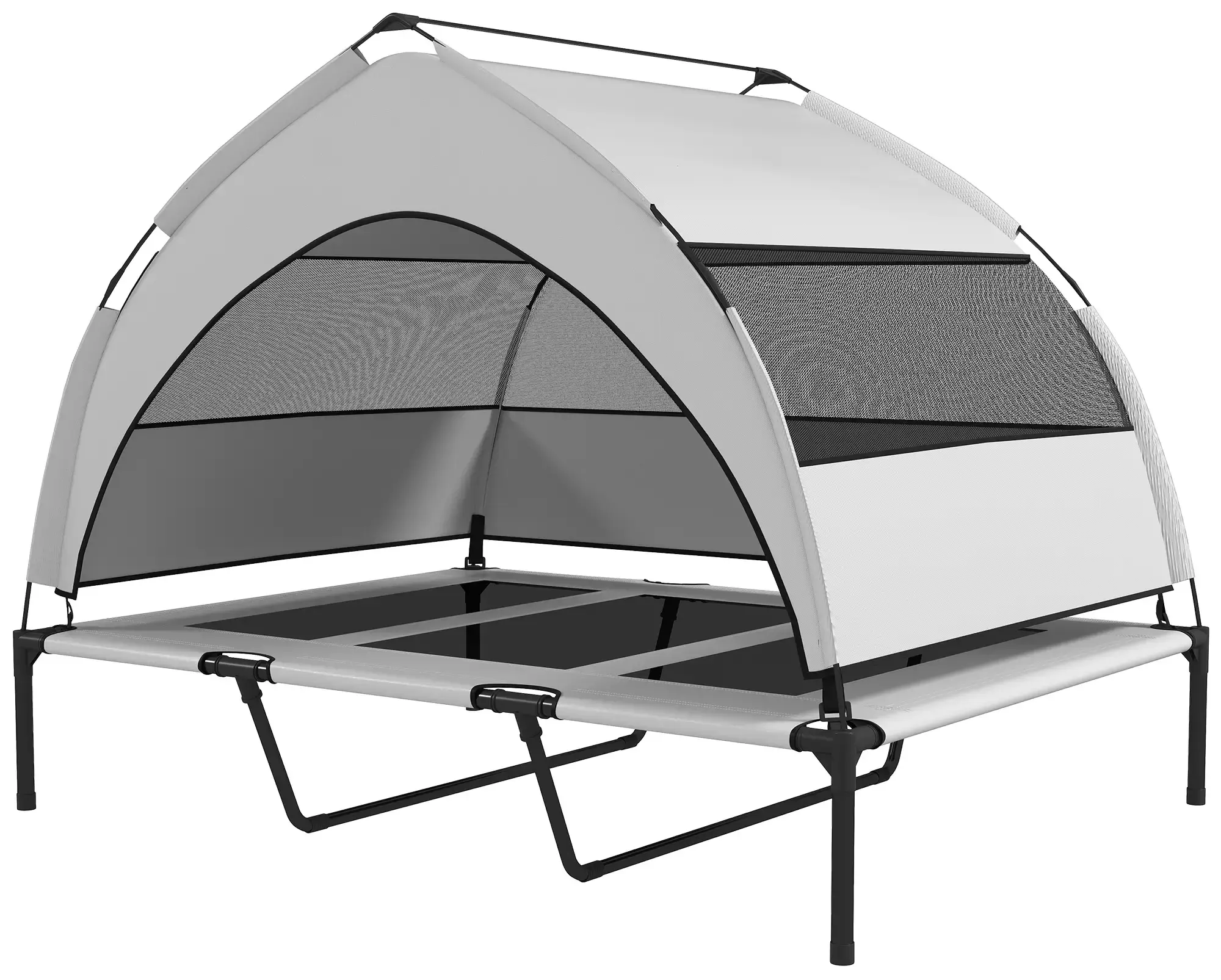 Pat pentru caini cu acoperis PawHut D04-304V03LG (Grey/Black) - 2