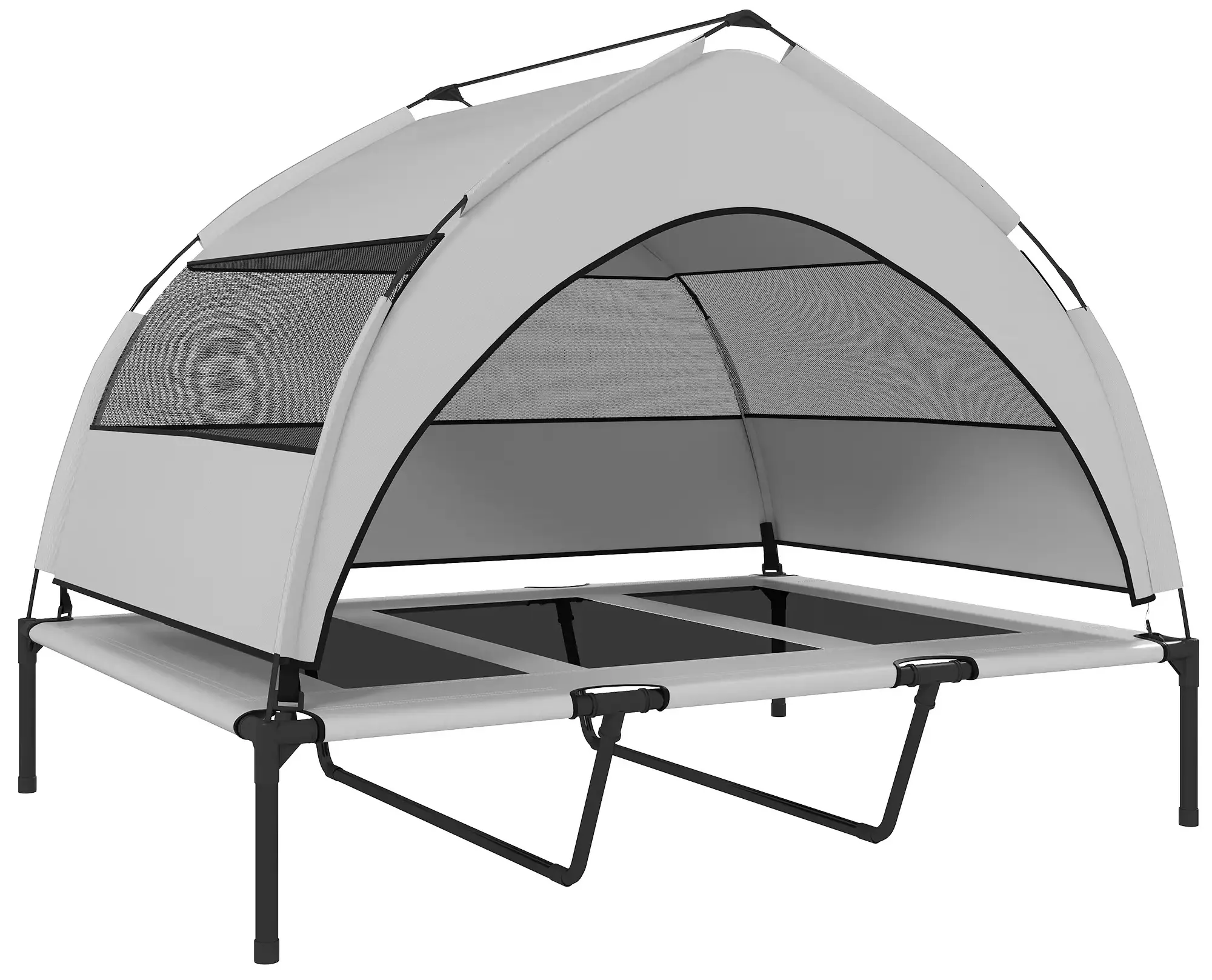 Pat pentru caini cu acoperis PawHut D04-304V03LG (Grey/Black) - 3