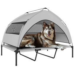 Pat pentru caini cu acoperis PawHut D04-304V03LG (Grey/Black)