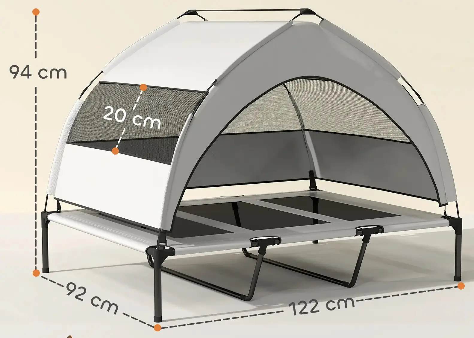 Pat pentru caini cu acoperis PawHut D04-304V03LG (Grey/Black) - 4