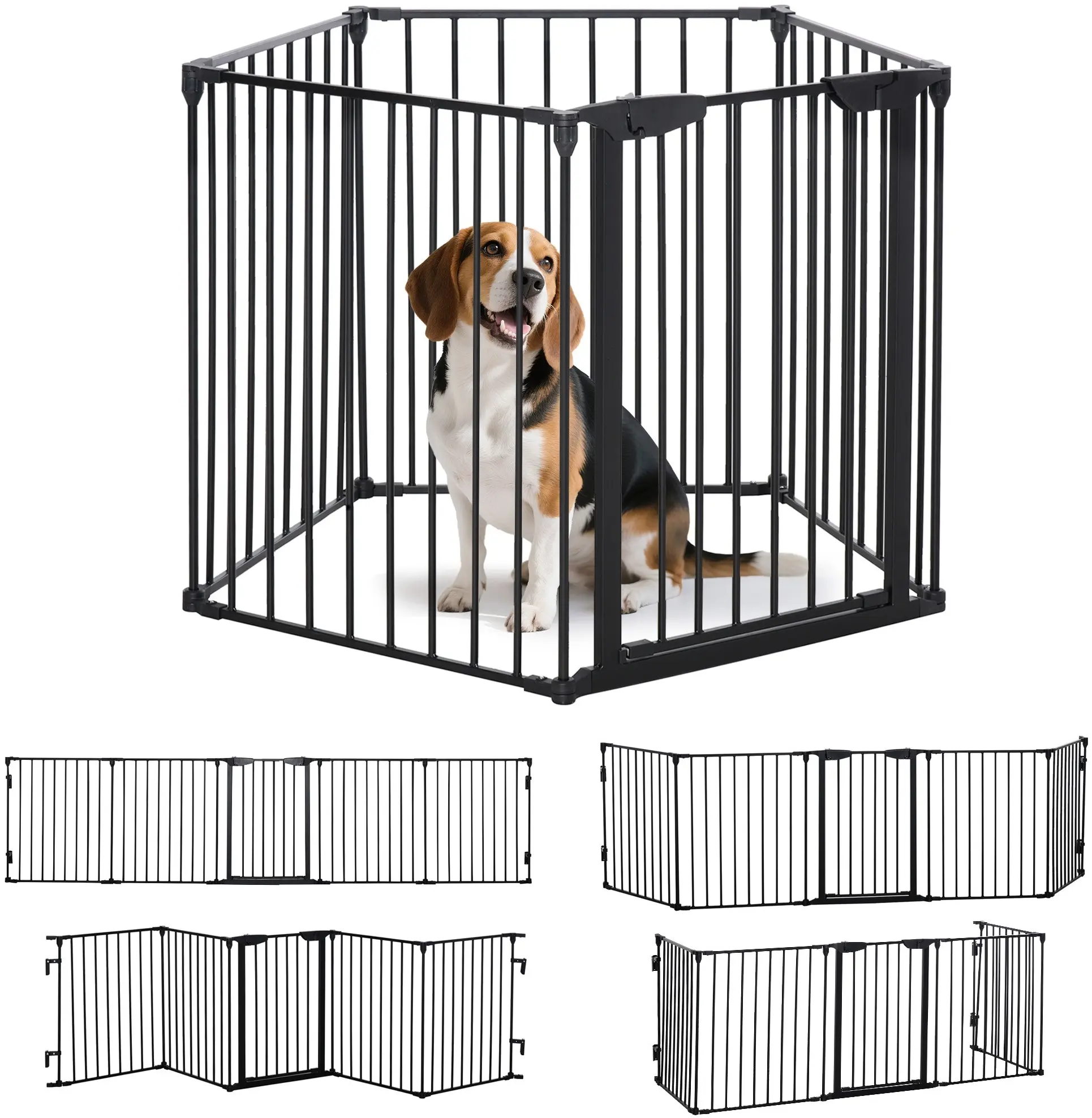 Bariera modulara de protectie pentru animale PawHut D06-100 (Black) - 2