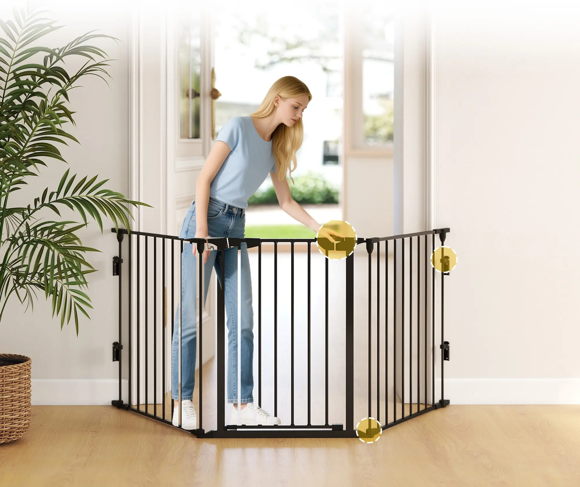 Bariera modulara de protectie pentru animale PawHut D06-100 (Black) - 7