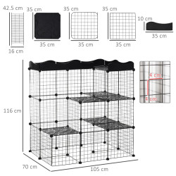 Модульный вольер для домашних животных PawHut D51-217 (Black) Thumb