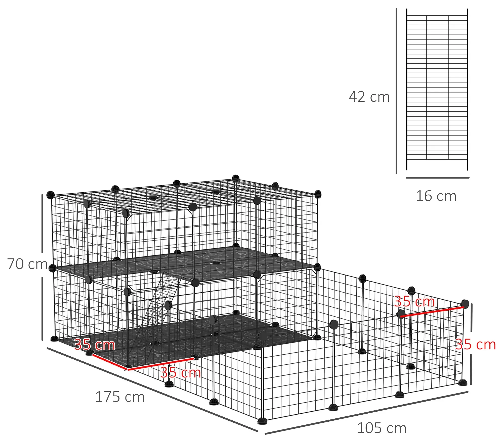 Модульный вольер для мелких животных PawHut D51-254 (Black) - 3
