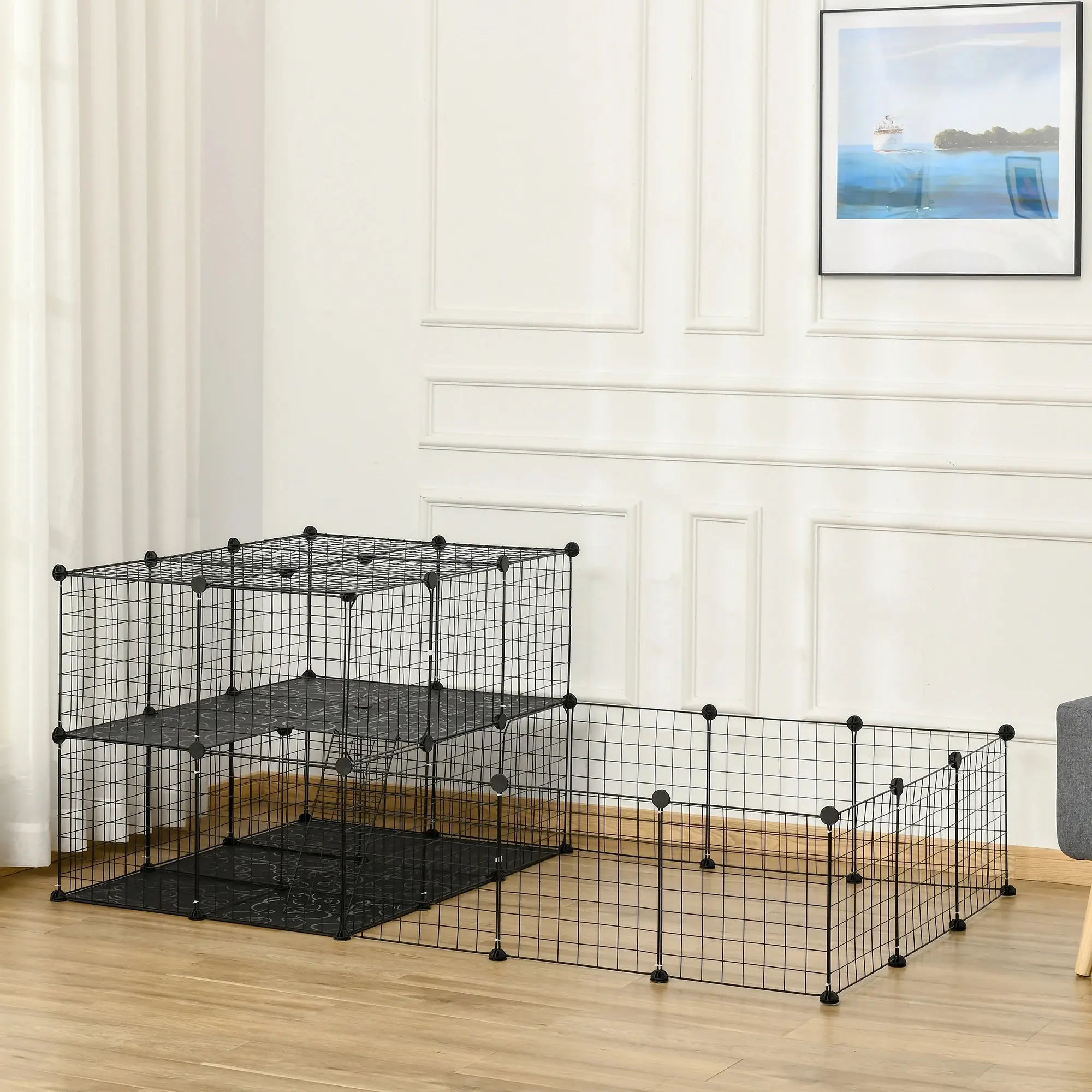 Модульный вольер для мелких животных PawHut D51-254 (Black) - 6