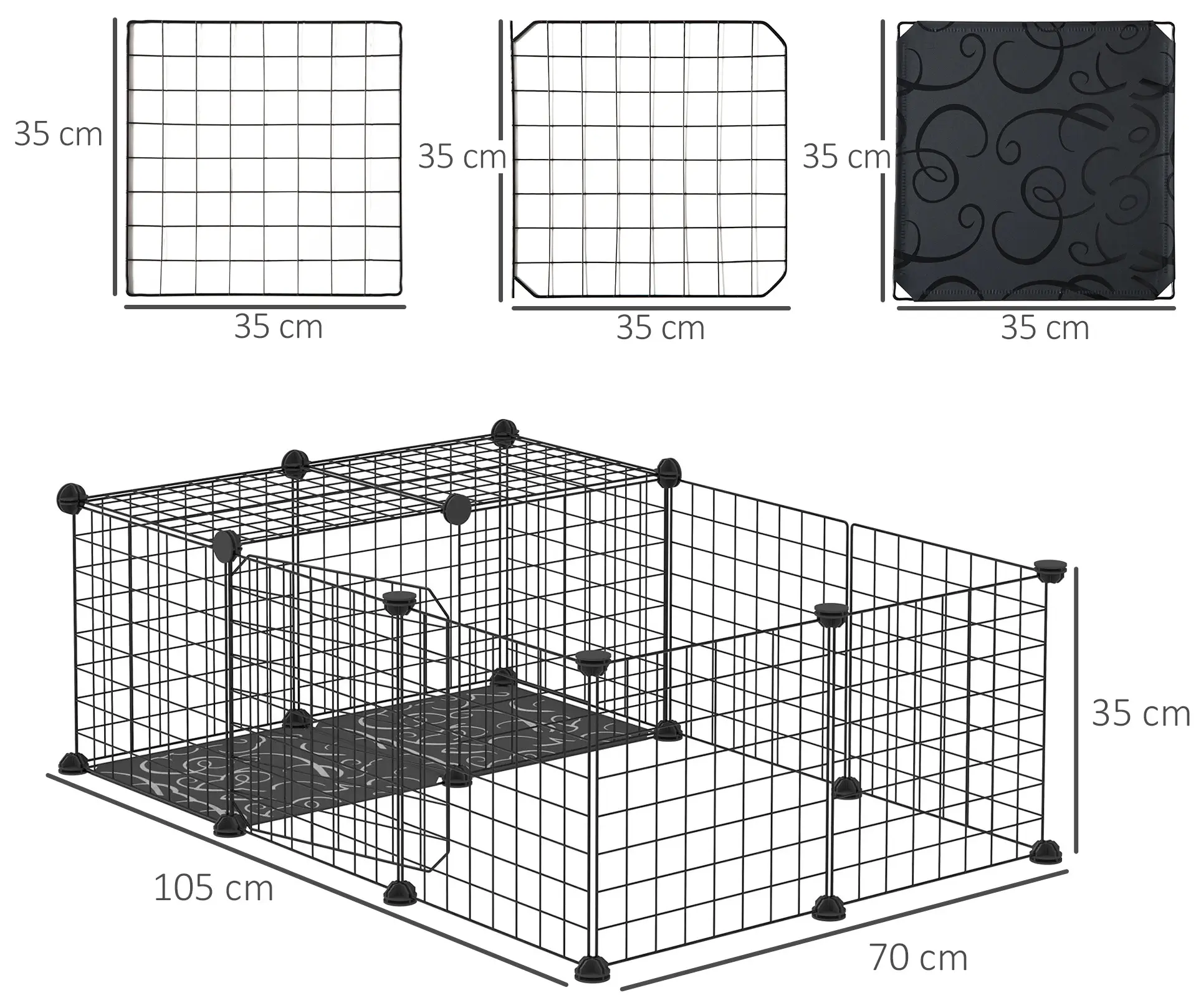 Модульный вольер для мелких животных PawHut D51-256 (Black) - 4