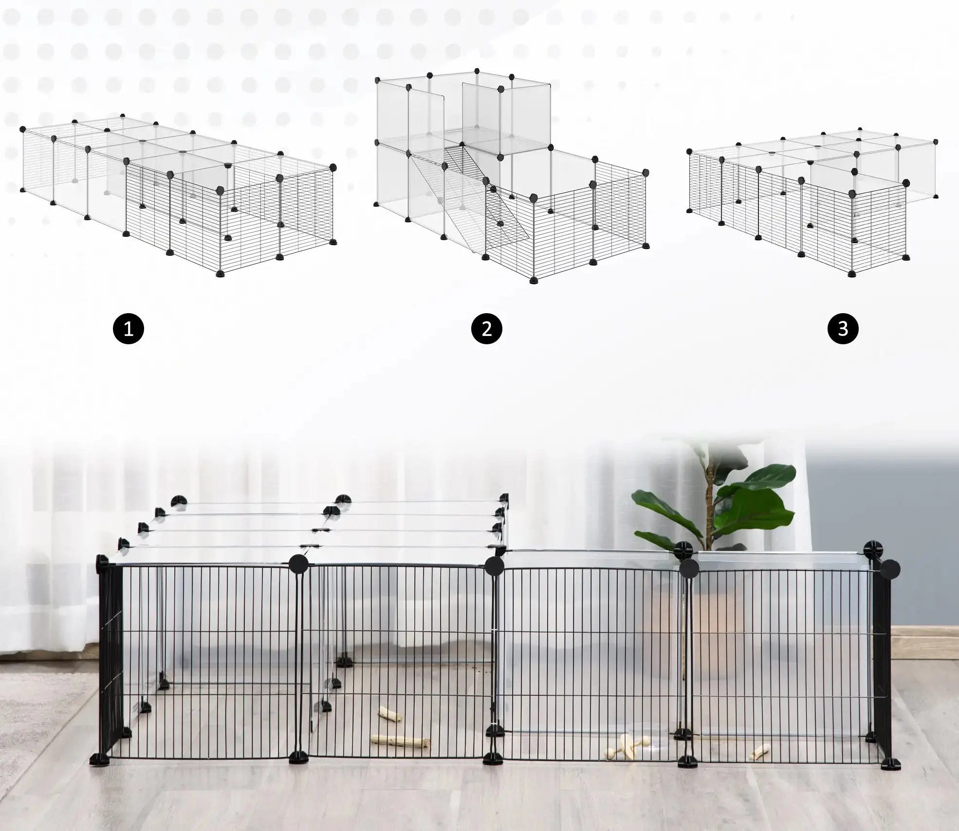 Cusca modulara pentru animale mici PawHut D51-260 (Black) - 4