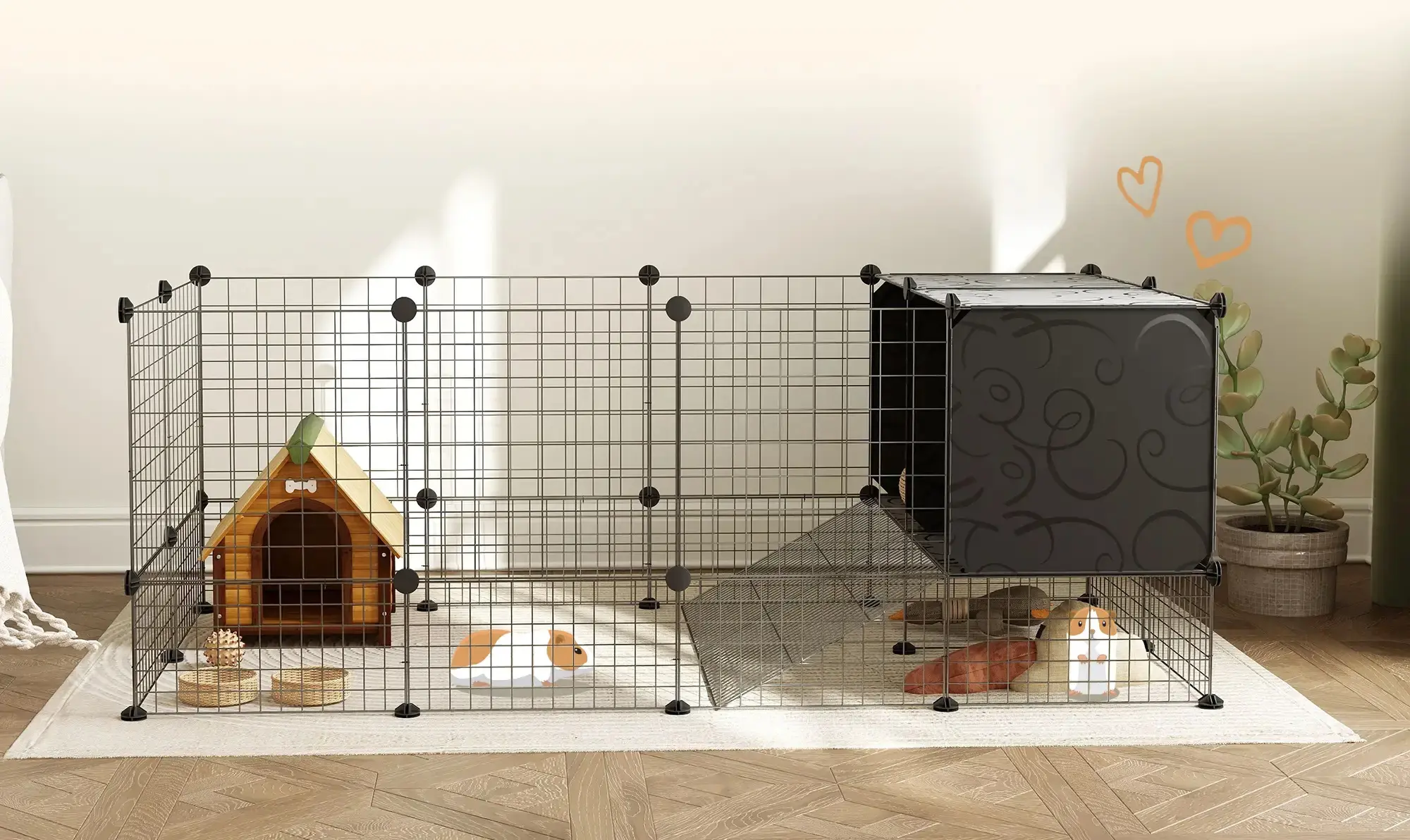 Модульный вольер для мелких животных PawHut D51-455V00BK (Black) - 4