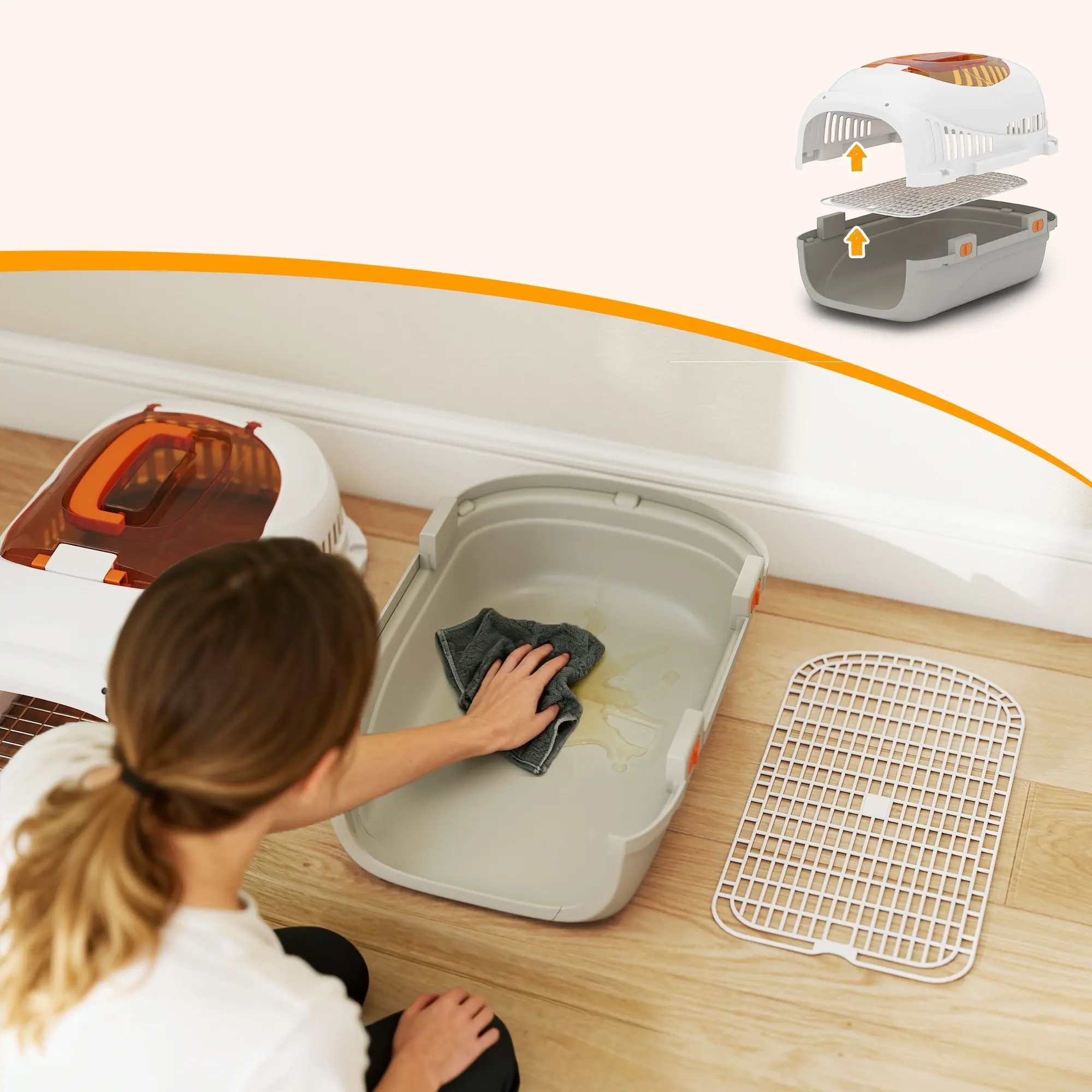 Transportor pentru animale PawHut D00-229V00LG (Cream/Grey) - 5