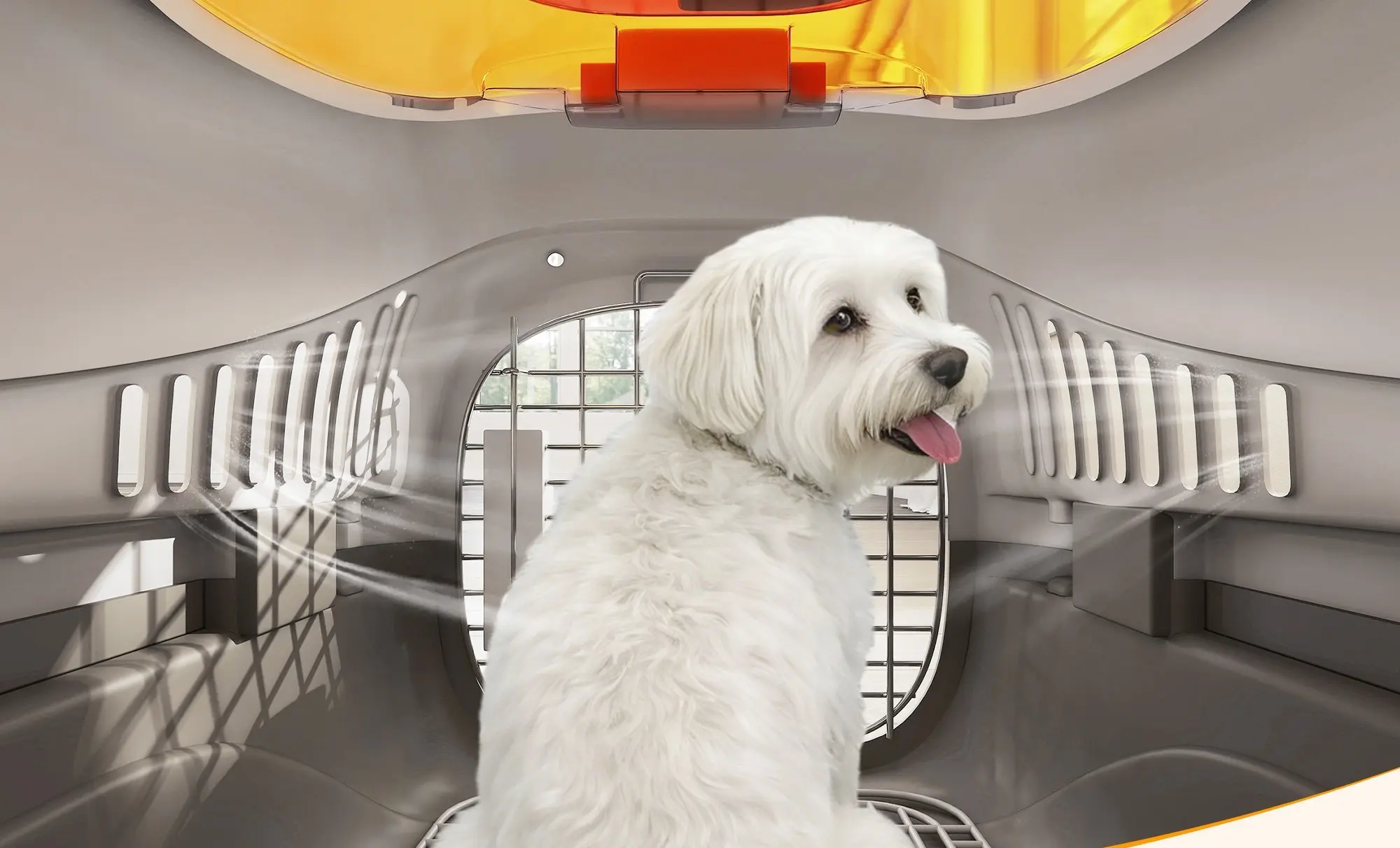 Transportor pentru animale PawHut D00-229V00LG (Cream/Grey) - 6