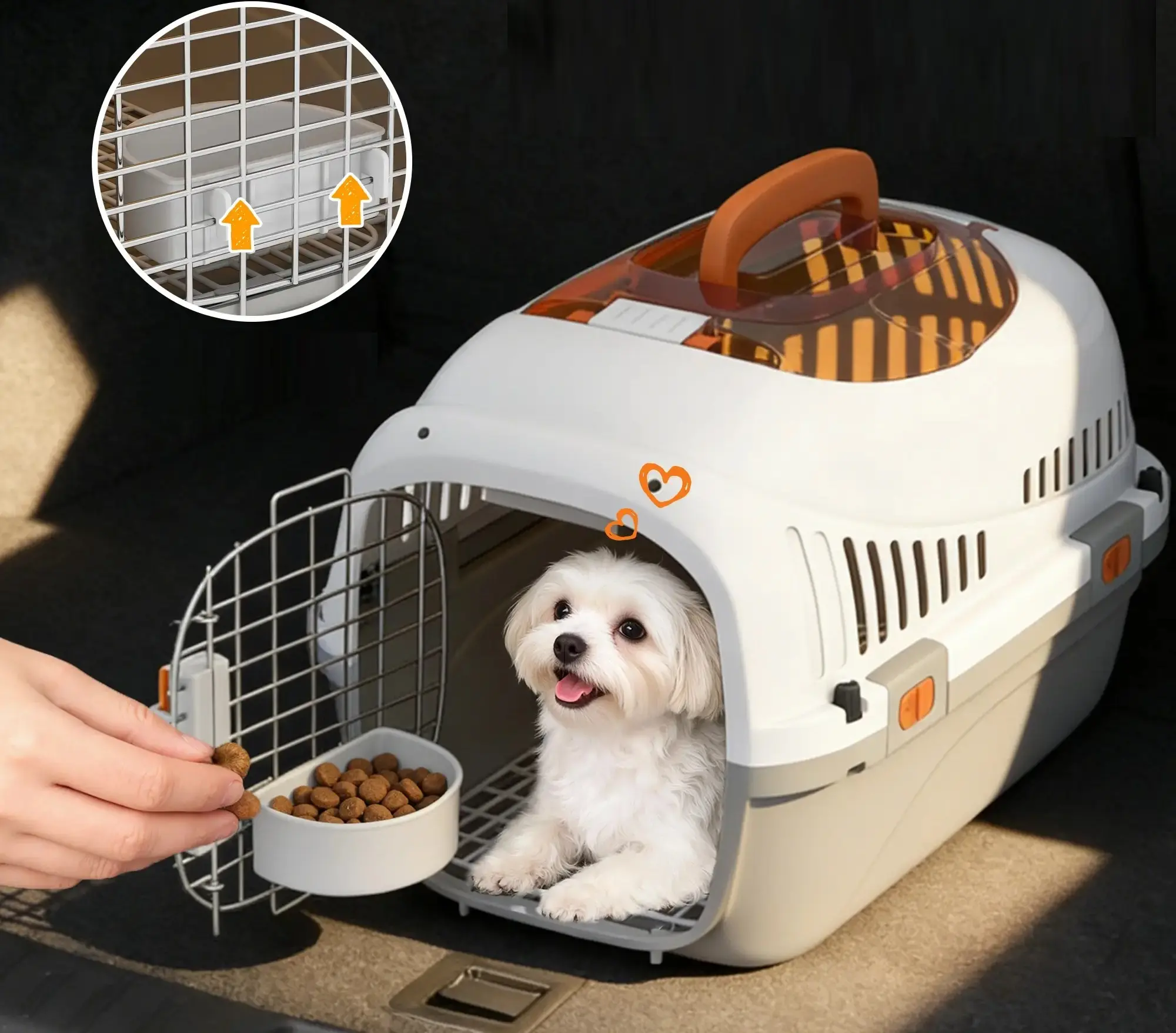 Transportor pentru animale PawHut D00-229V00LG (Cream/Grey) - 8