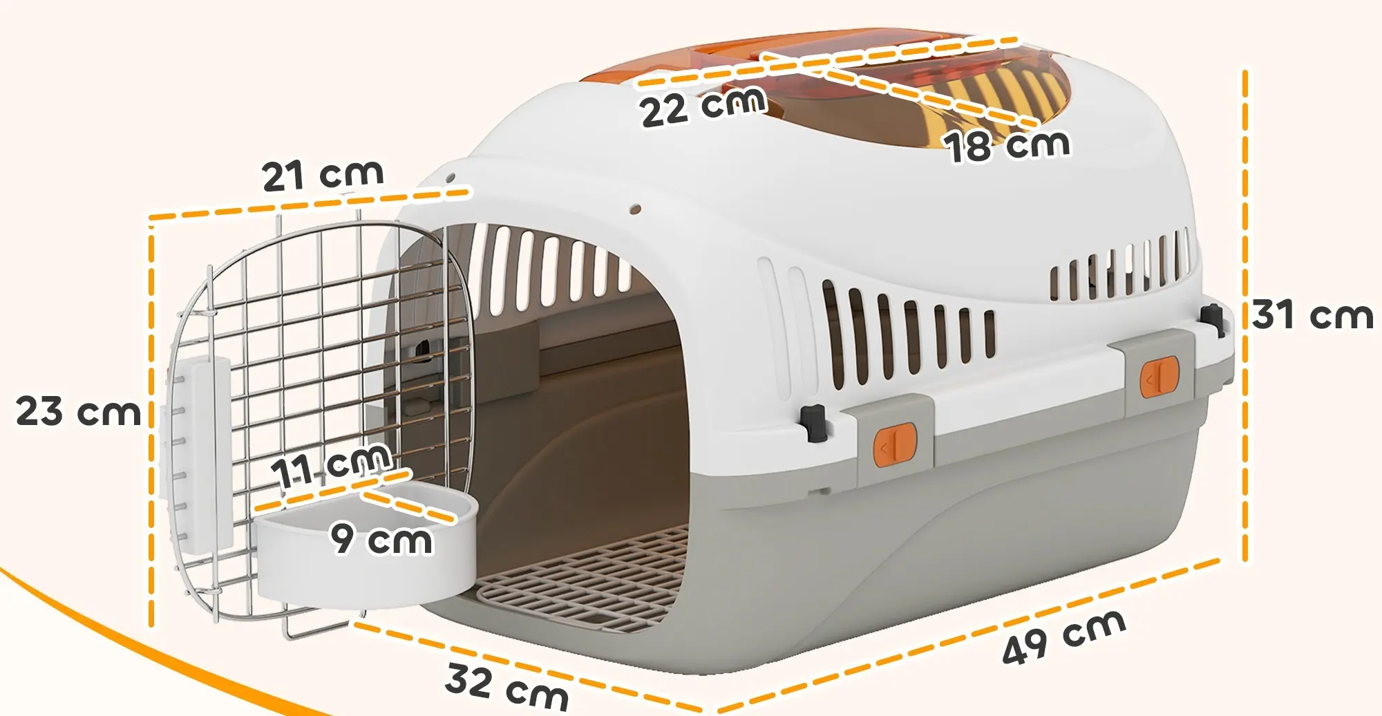 Transportor pentru animale PawHut D00-229V00LG (Cream/Grey) - 9