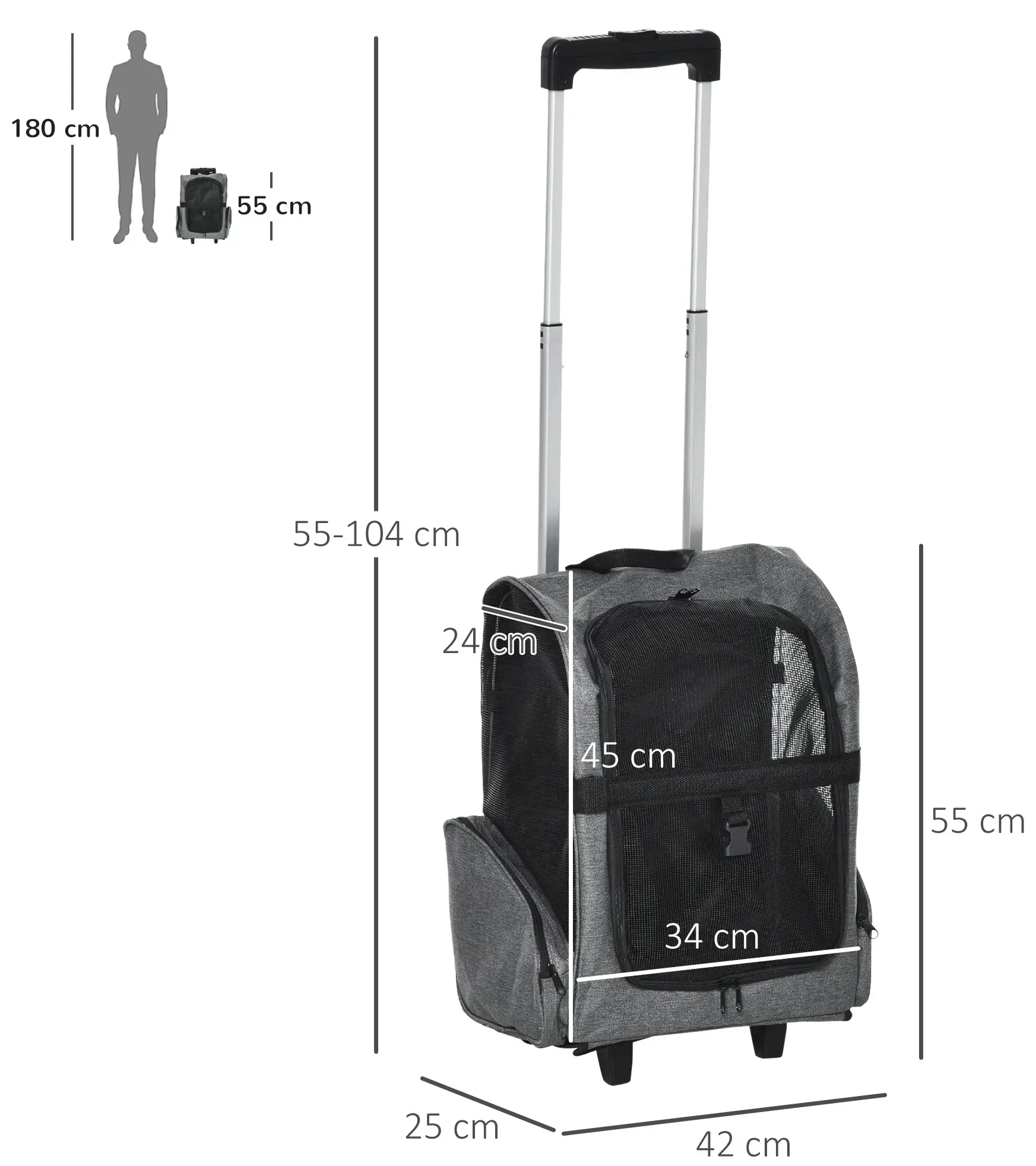 Рюкзак-переноска PawHut D00-136GY (Grey/Black) - 2