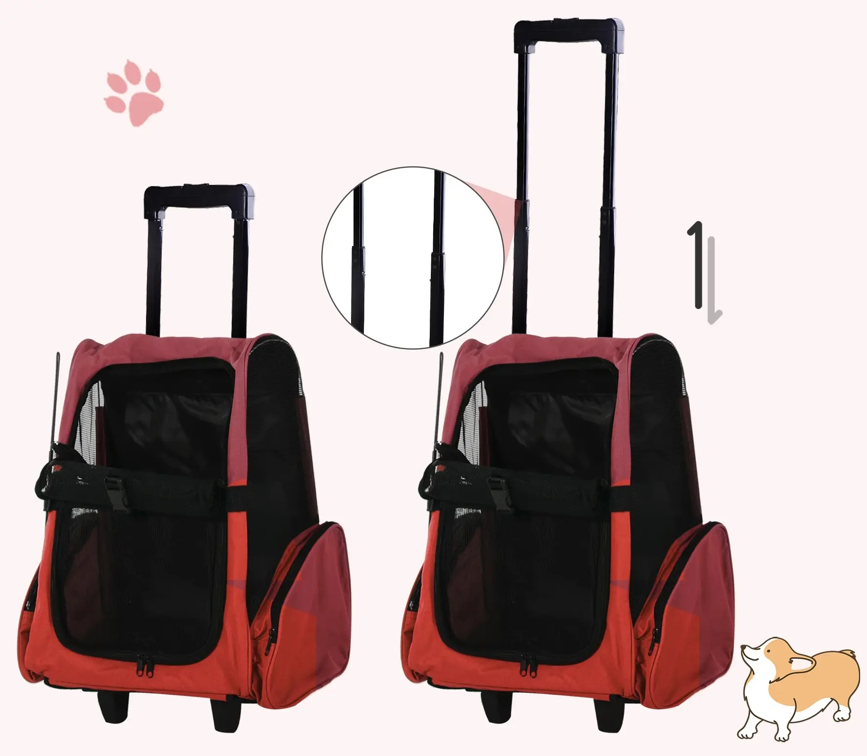 Рюкзак-переноска PawHut D1-0012 (Red/Black) - 4