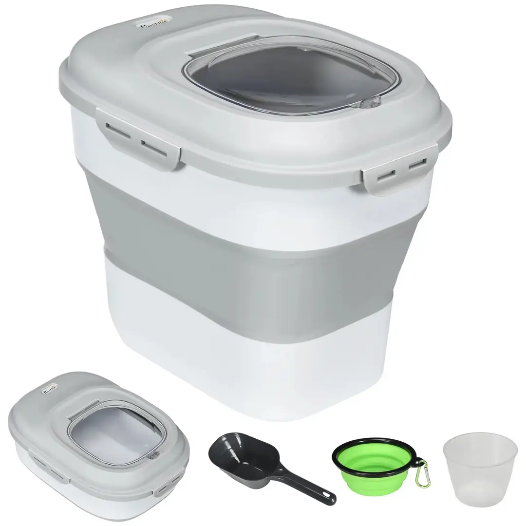 Складной контейнер для корма PawHut D08-061V00GY (Grey/White)