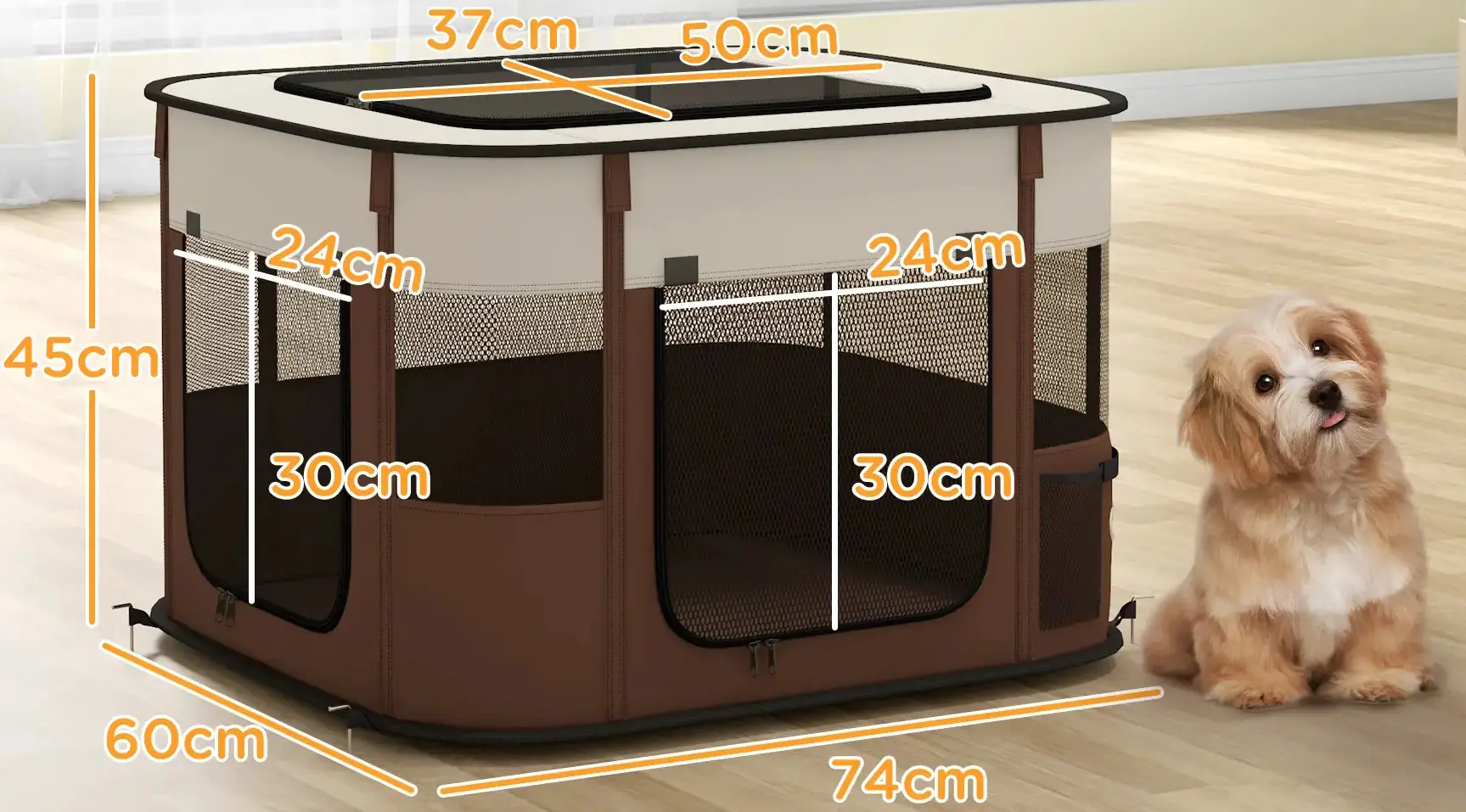 Складной вольер для домашних животных PawHut D06-217V00BN (Brown) - 4