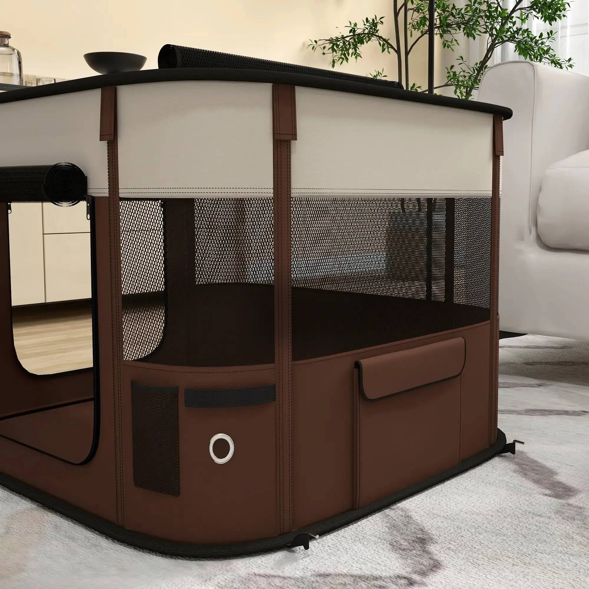 Складной вольер для домашних животных PawHut D06-217V00BN (Brown) - 7