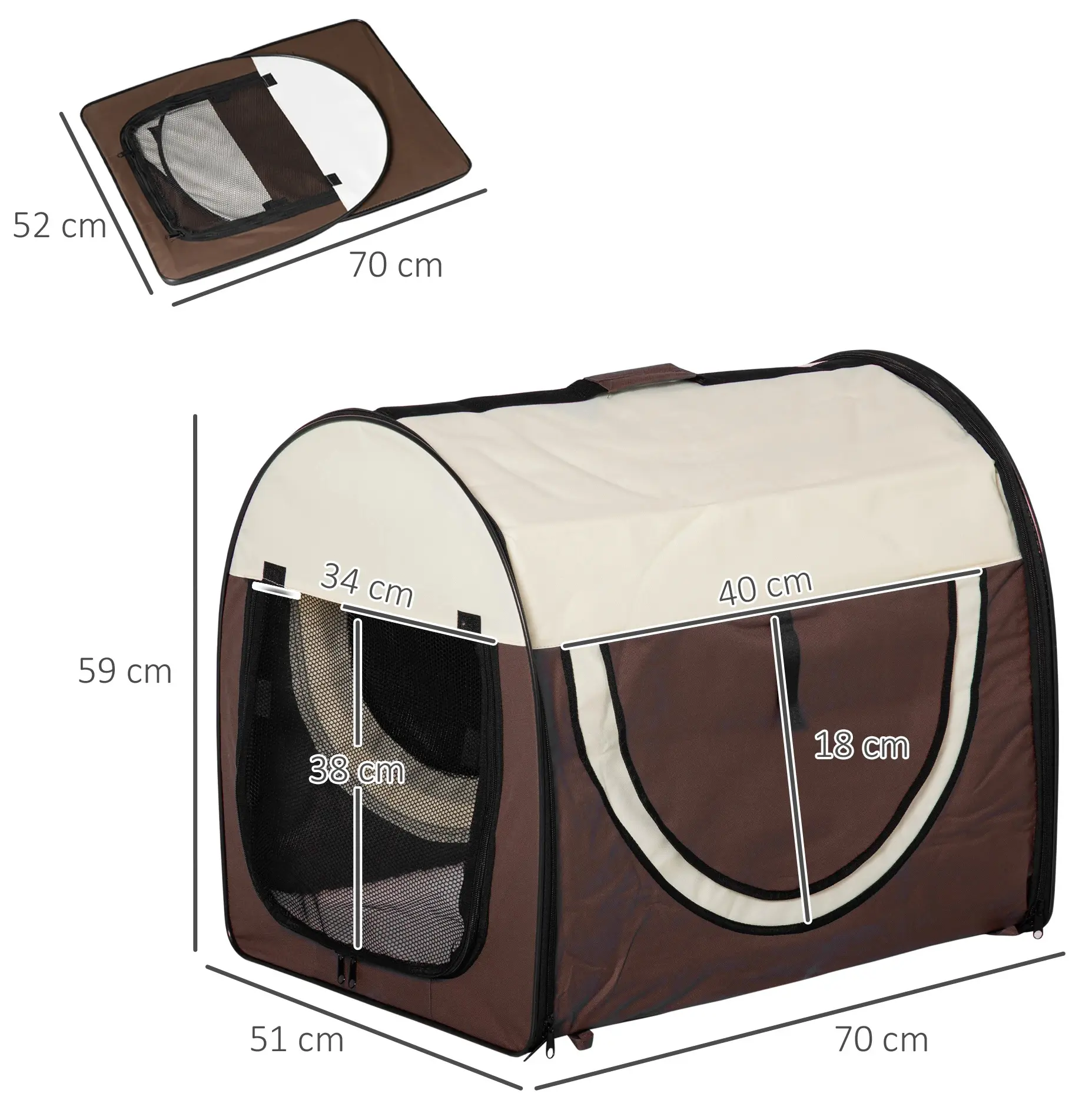 Geanta transport PawHut D1-0151 (Brown/Cream White) - 3