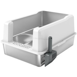 Litiera pentru pisici PawHut D31-126V00WT (White/Inox)