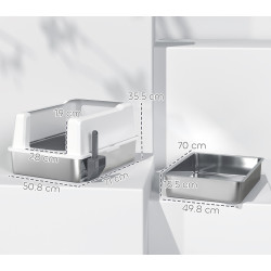 Litiera pentru pisici PawHut D31-126V00WT (White/Inox) Thumb